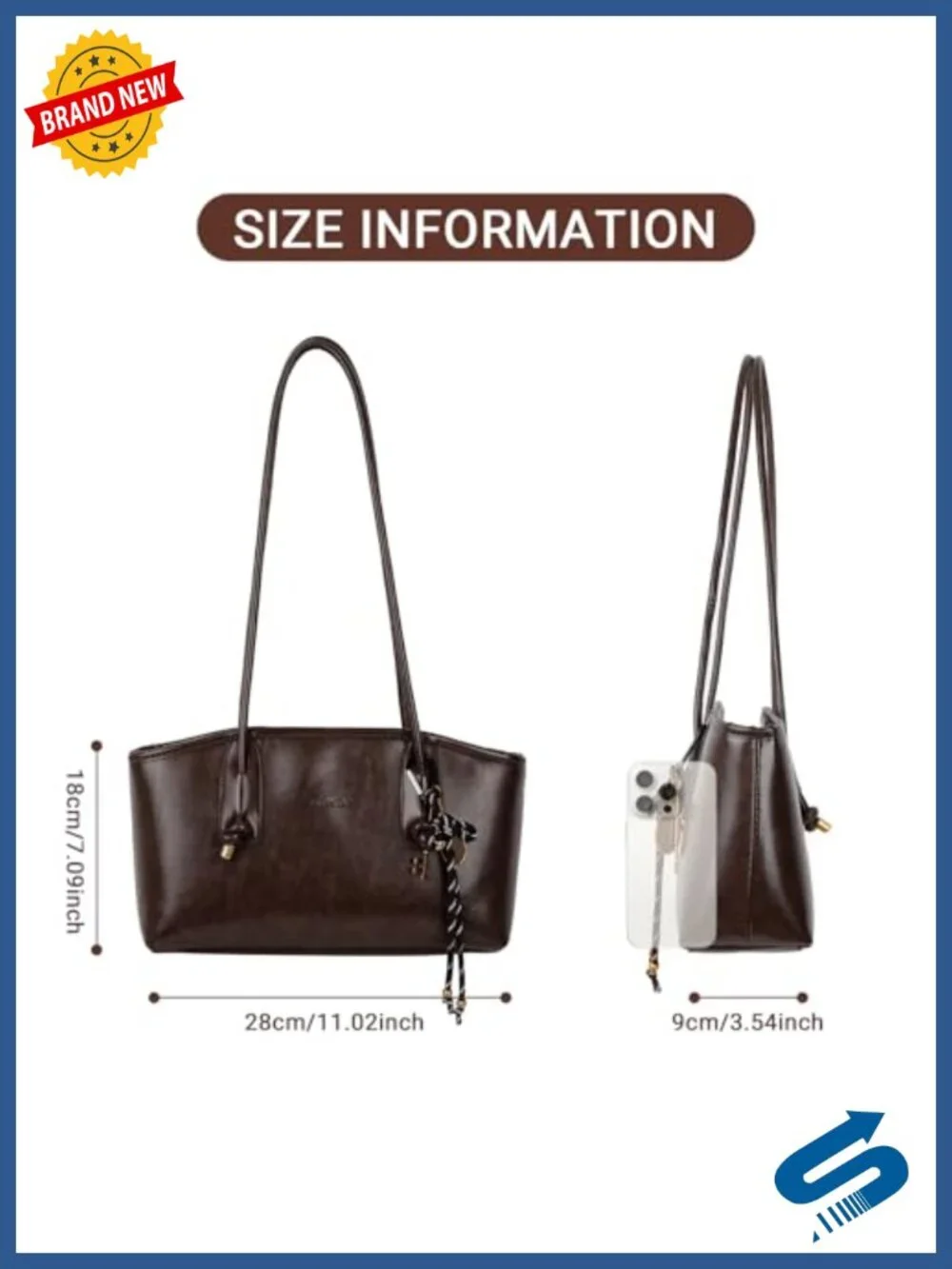 Vintage Hobo Handbag Shoulder Bag Faux Leather Zipper Closure Y2k Purse